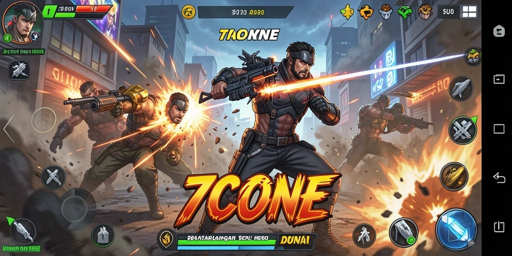 Tampilan gameplay <strong>7CONE</strong> yang penuh aksi dan menyeramkan.