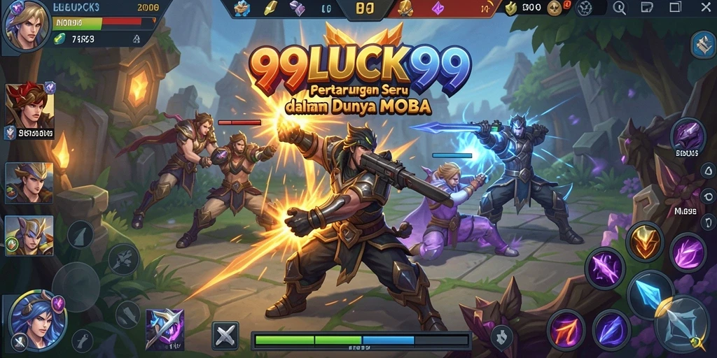 Screenshot gameplay <strong>99LUCK99</strong> menampilkan aksi pertarungan tim yang mendebarkan.