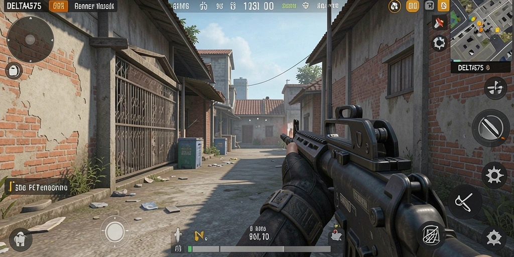 Screenshot utama DELTA575 menampilkan aksi seru dalam gameplay FPS.