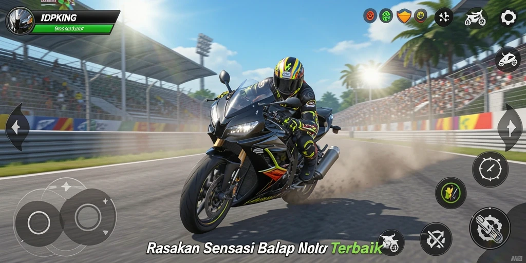 Tampilkan gameplay balap motor yang seru di IDPKING.