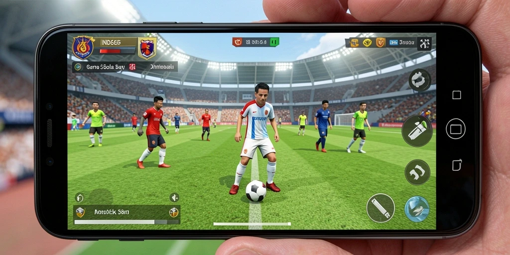 Screenshot gameplay IND666 menampilkan momen mendebarkan pertandingan sepak bola.