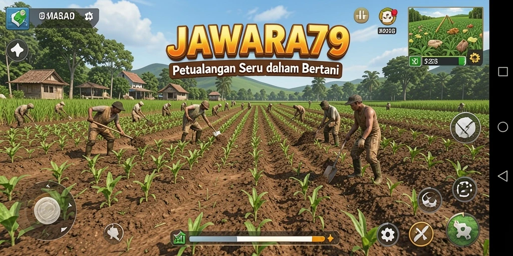 Tangkapan layar JAWARA79 menampilkan aktivitas bertani yang seru dan interaktif.