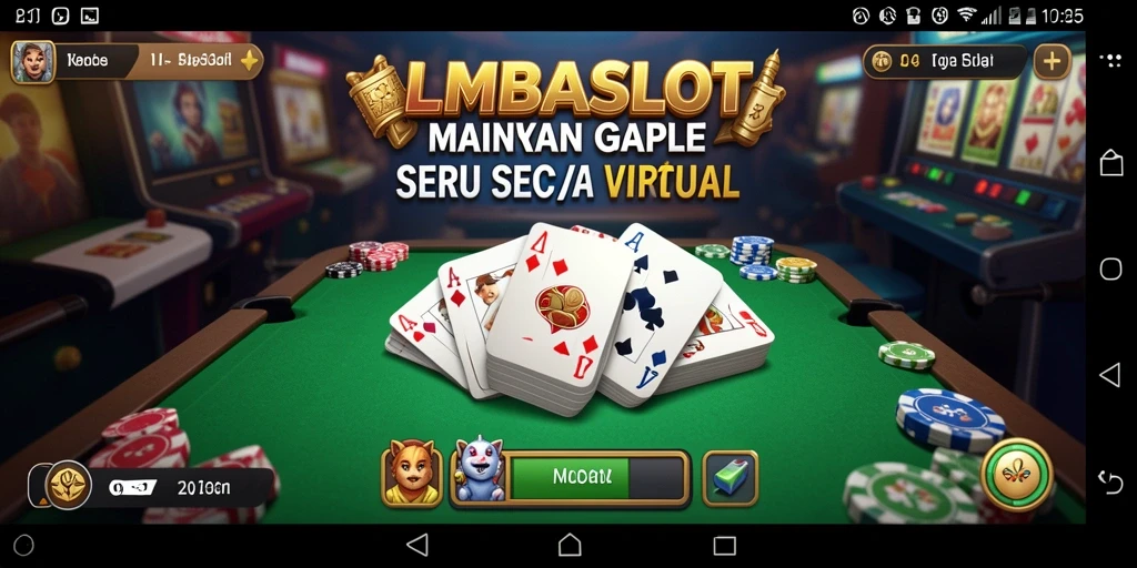 Screenshot gameplay LMBASLOT menampilkan serunya bermain gaple.