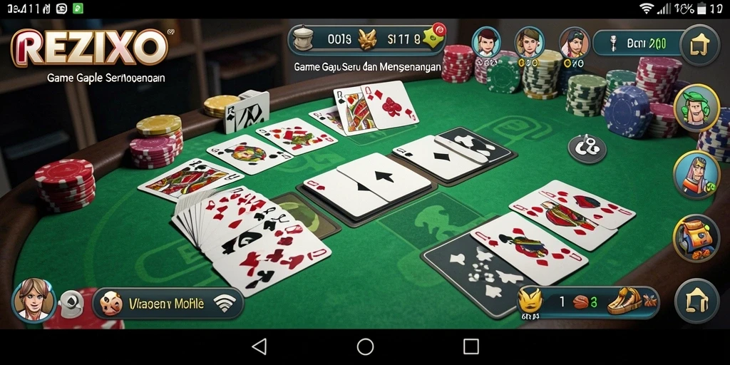 Tampilan gameplay seru dalam REZIXO yang memungkinkan permainan Gaple online.
