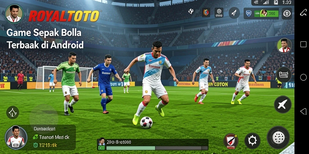 Tampilan gameplay seru di ROYALTOTO dengan aksi sepak bola yang mendebarkan.