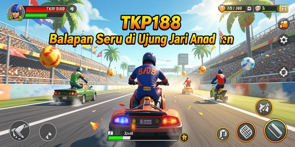 Gameplay seru TKP188 saat balapan di lintasan menantang.
